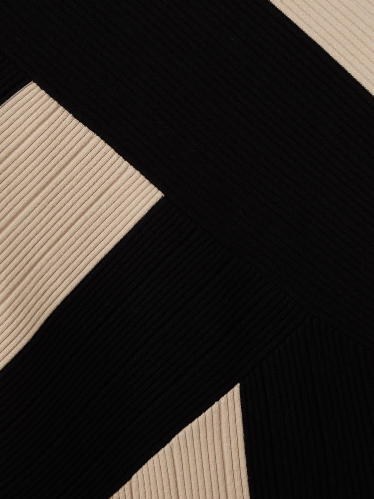 Reiss Black/Camel Judy Knitted Colourblock Asymmetric Top - Image 6 of 6