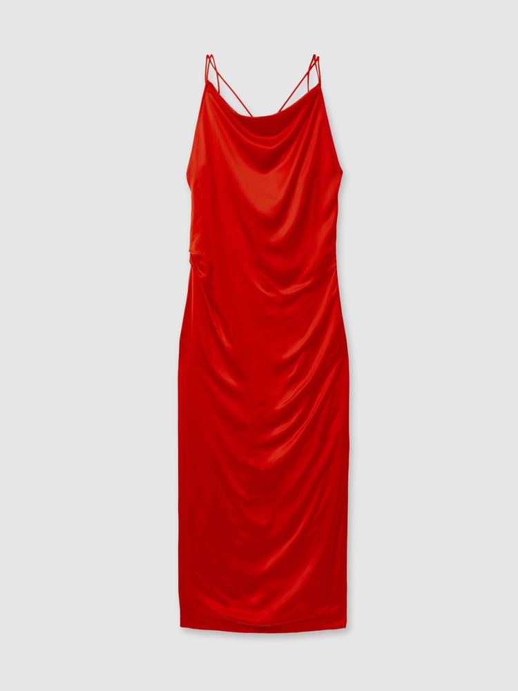 Reiss Orange Lilah Satin Cowl Neck Maxi Dress - Image 2 of 6