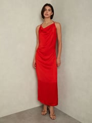 Reiss Orange Lilah Satin Cowl Neck Maxi Dress - Image 3 of 6