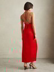 Reiss Orange Lilah Satin Cowl Neck Maxi Dress - Image 4 of 6