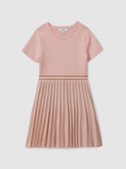 Reiss Pink Zoe 9-13 yrs Metallic Pleated Knitted Dress - Image 2 of 4
