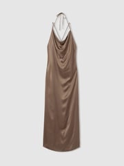 Reiss Mink Lilah Satin Cowl Neck Maxi Dress - Image 2 of 5