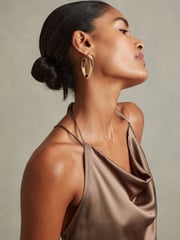 Reiss Mink Lilah Satin Cowl Neck Maxi Dress - Image 3 of 5