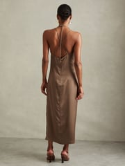 Reiss Mink Lilah Satin Cowl Neck Maxi Dress - Image 4 of 5
