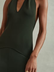Reiss Green Rene Hybrid Knit Midi Dress - Image 3 of 5