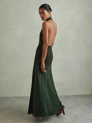 Reiss Green Rene Hybrid Knit Midi Dress - Image 4 of 5