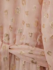 Reiss Pink Allie 9-13 yrs Metallic Jacquard Print Puff Sleeve Dress - Image 5 of 5