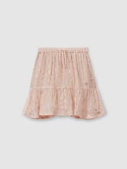 Reiss Pink Ellen 9-13 yrs Metallic Print Flounced Hem Skirt - Image 2 of 4