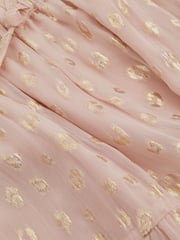 Reiss Pink Ellen 9-13 yrs Metallic Print Flounced Hem Skirt - Image 4 of 4