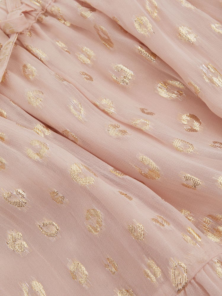 Reiss Pink Ellen 9-13 yrs Metallic Print Flounced Hem Skirt - Image 4 of 4