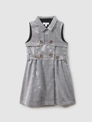 Reiss Black/White Gweneth 9-13 yrs Sequin Dogtooth Double-Breasted Dress - Image 2 of 4