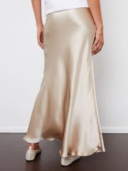 Threadbare Champagne Maxi Satin Slip Skirt - Image 2 of 5
