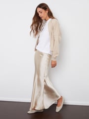 Threadbare Champagne Maxi Satin Slip Skirt - Image 3 of 5