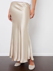 Threadbare Champagne Maxi Satin Slip Skirt - Image 4 of 5