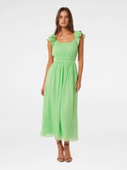 Forever New Green Tonya Flutter Sleeves Dress - Image 1 of 4