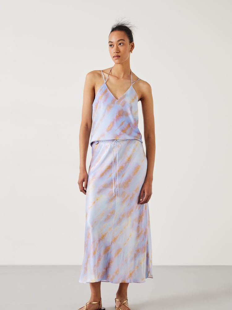Hush Blue Indra Satin Maxi Skirts - Image 1 of 5