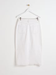 Oliver Bonas White Contrast Stitch 100% Cotton Midi Skirt - Image 5 of 9