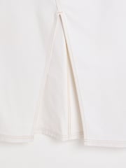 Oliver Bonas White Contrast Stitch 100% Cotton Midi Skirt - Image 8 of 9