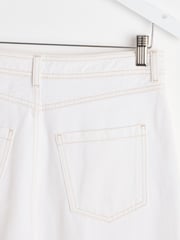 Oliver Bonas White Contrast Stitch 100% Cotton Midi Skirt - Image 9 of 9