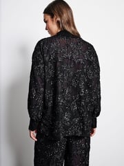 Black Sequin Embellished Sheer Shirt - Image 3 of 8
