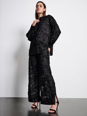 Black Sequin Embellished Sheer Shirt - Image 4 of 8