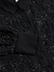 Black Sequin Embellished Sheer Shirt - Image 7 of 8