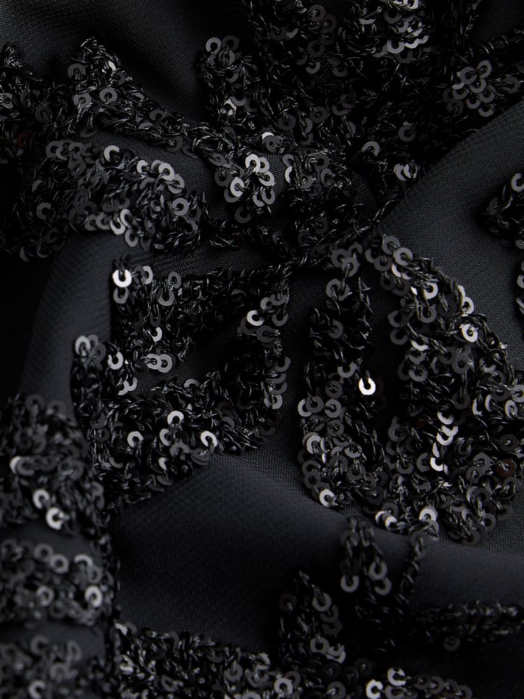 Black Sequin Embellished Sheer Shirt - Image 8 of 8