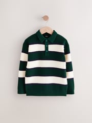 Green/Ecru Stripe Knitted Rugby Shirt (3-16yrs) - Image 1 of 4
