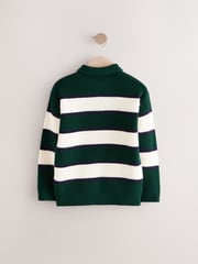 Green/Ecru Stripe Knitted Rugby Shirt (3-16yrs) - Image 2 of 4