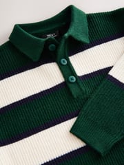 Green/Ecru Stripe Knitted Rugby Shirt (3-16yrs) - Image 3 of 4
