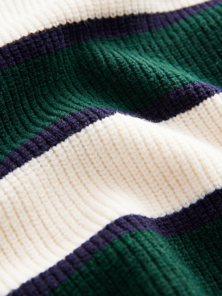 Green/Ecru Stripe Knitted Rugby Shirt (3-16yrs) - Image 4 of 4