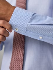 Blue Stripe Slim Fit Shirt And Tie Set - Image 5 of 8