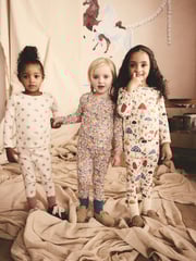 Cath Kidston Navy Floral Long Sleeve Ribbed T-Shirts 3 Pack (3mths-7yrs) - Image 1 of 10