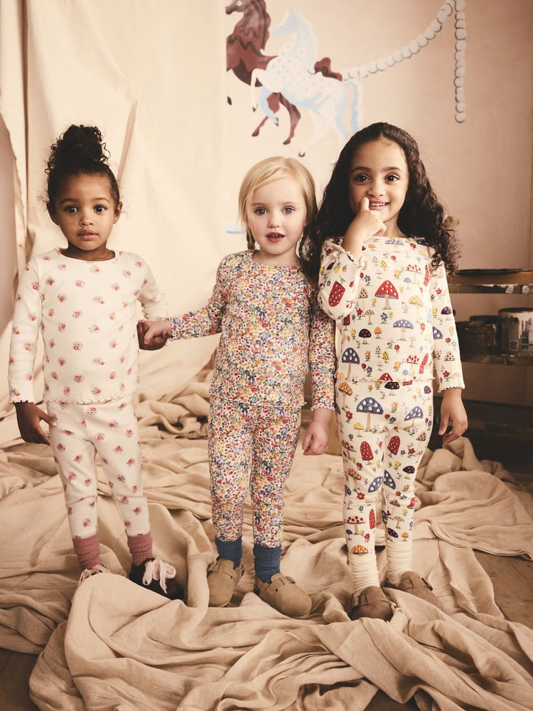 Cath Kidston Navy Floral Long Sleeve Ribbed T-Shirts 3 Pack (3mths-7yrs) - Image 1 of 10