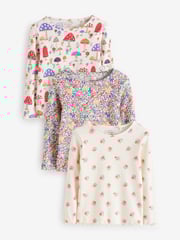 Cath Kidston Navy Floral Long Sleeve Ribbed T-Shirts 3 Pack (3mths-7yrs) - Image 5 of 10