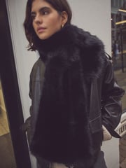 Black Faux Fur Scarf - Image 1 of 7