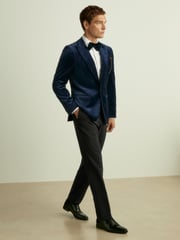 Reiss Baltic Blue Apsara Velvet Single Breasted Blazer - Image 3 of 7
