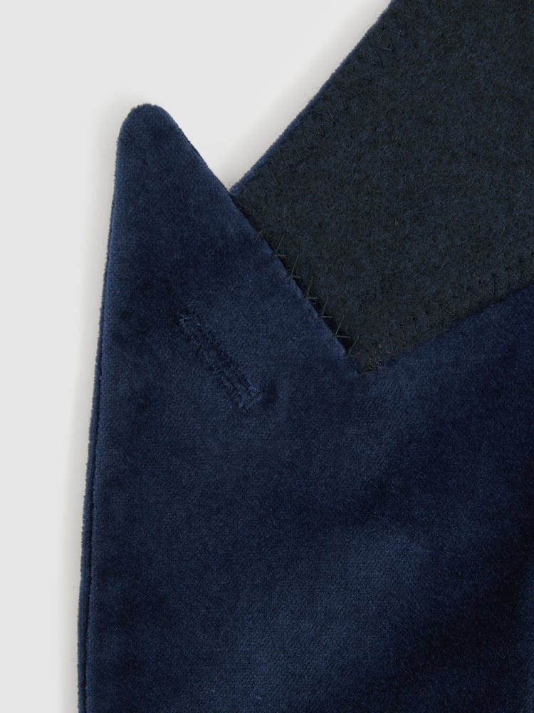 Reiss Baltic Blue Apsara Velvet Single Breasted Blazer - Image 7 of 7