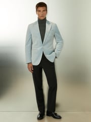 Reiss Ice Blue Apsara Velvet Single Breasted Blazer - Image 1 of 7