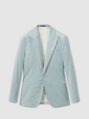 Reiss Ice Blue Apsara Velvet Single Breasted Blazer - Image 2 of 7