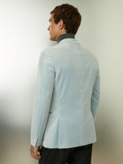Reiss Ice Blue Apsara Velvet Single Breasted Blazer - Image 5 of 7