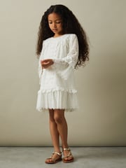 Reiss Ivory Zadie 4-9 yrs Lace Flared Sleeve Dress - Image 1 of 4