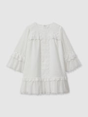 Reiss Ivory Zadie 4-9 yrs Lace Flared Sleeve Dress - Image 2 of 4