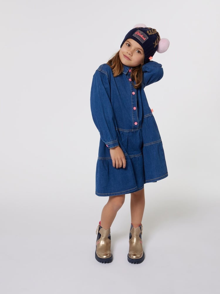 Billieblush Blue Denim Shirt Dress With Logo Back Print - Image 1 of 4