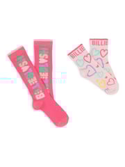 Billieblush Pink Logo Heart Print Socks 2 Pack - Image 1 of 2