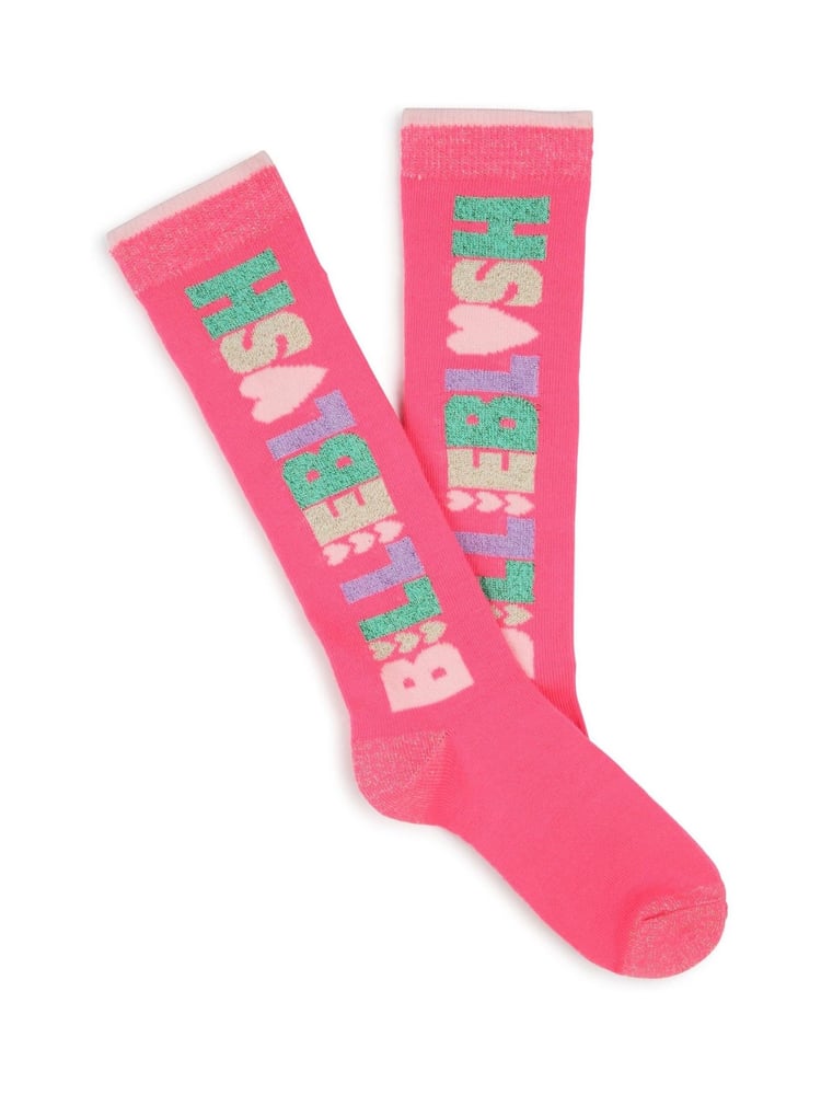 Billieblush Pink Logo Heart Print Socks 2 Pack - Image 2 of 2 Billieblush Pink Logo Heart Print Socks 2 Pack - Image 2 of 2