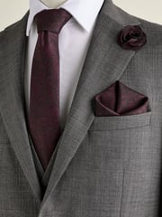 Burgundy Red Textured Paisley Tie, Pocket Square And Pin Set - Image 1 of 6