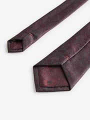 Burgundy Red Textured Paisley Tie, Pocket Square And Pin Set - Image 4 of 6