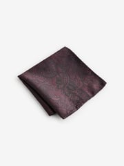 Burgundy Red Textured Paisley Tie, Pocket Square And Pin Set - Image 5 of 6