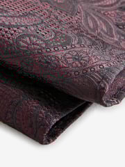 Burgundy Red Textured Paisley Tie, Pocket Square And Pin Set - Image 6 of 6